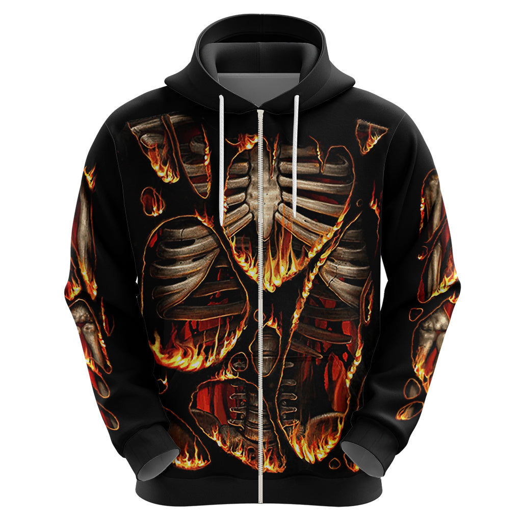 Flame Skull Hoodie Flame Skeleton Inside My Body DT01