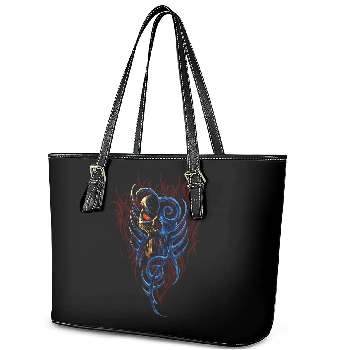 Devil Skull Leather Tote Bag Devil Face Scream DT01
