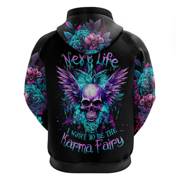 Wings Skull Hoodie Want To Be Karma Fairy Rose Skull DT01