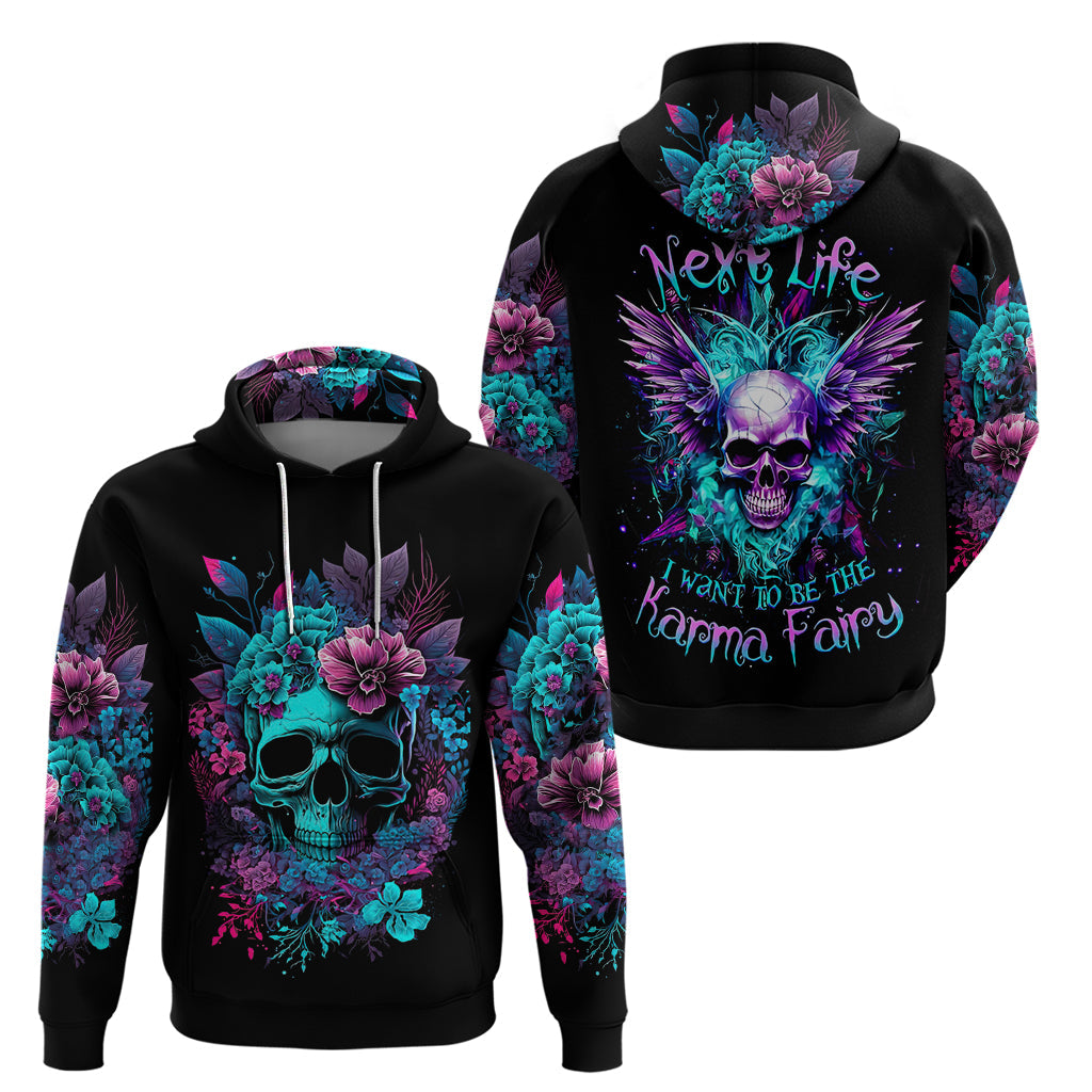 Wings Skull Hoodie Want To Be Karma Fairy Rose Skull DT01