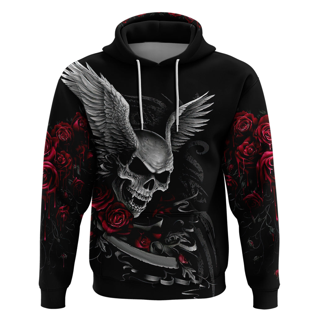 Wings Rose Skull Hoodie Romantic Rose Skull Wings DT01