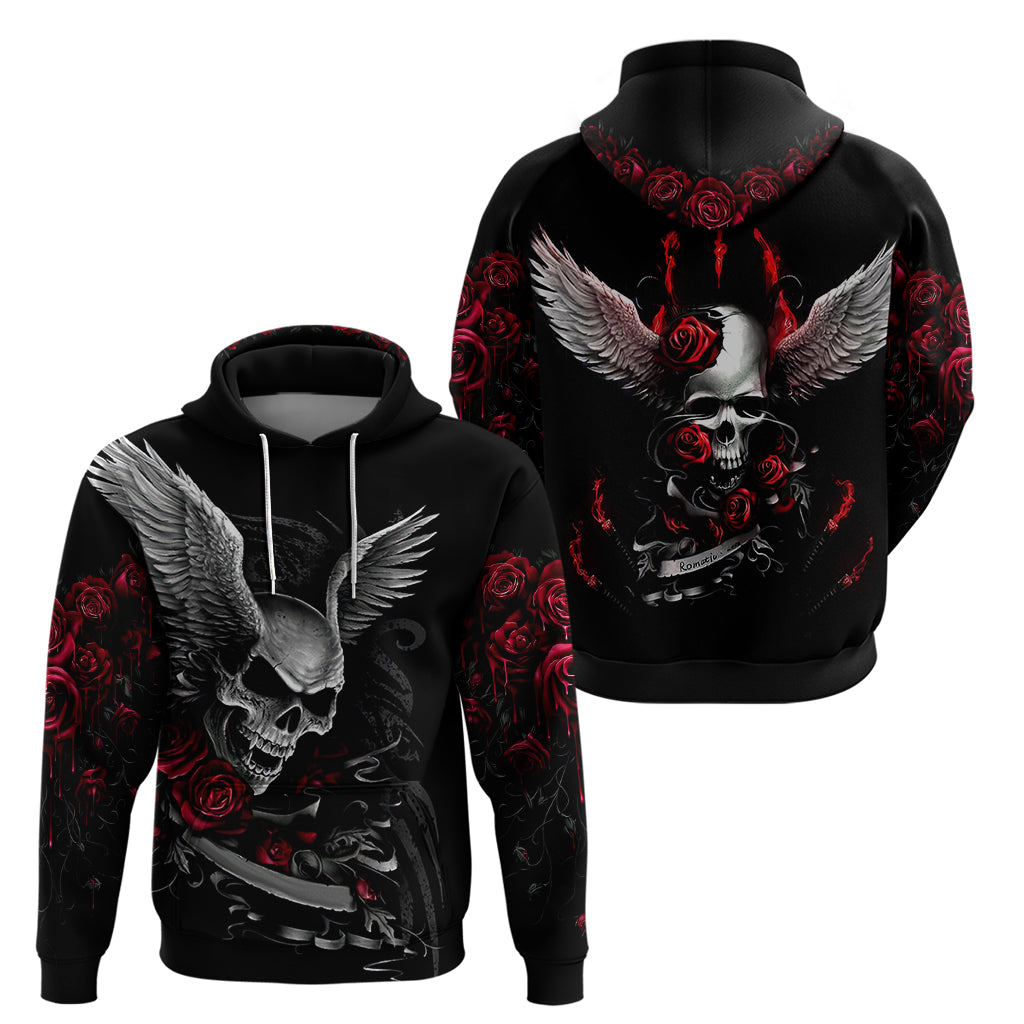 Wings Rose Skull Hoodie Romantic Rose Skull Wings DT01