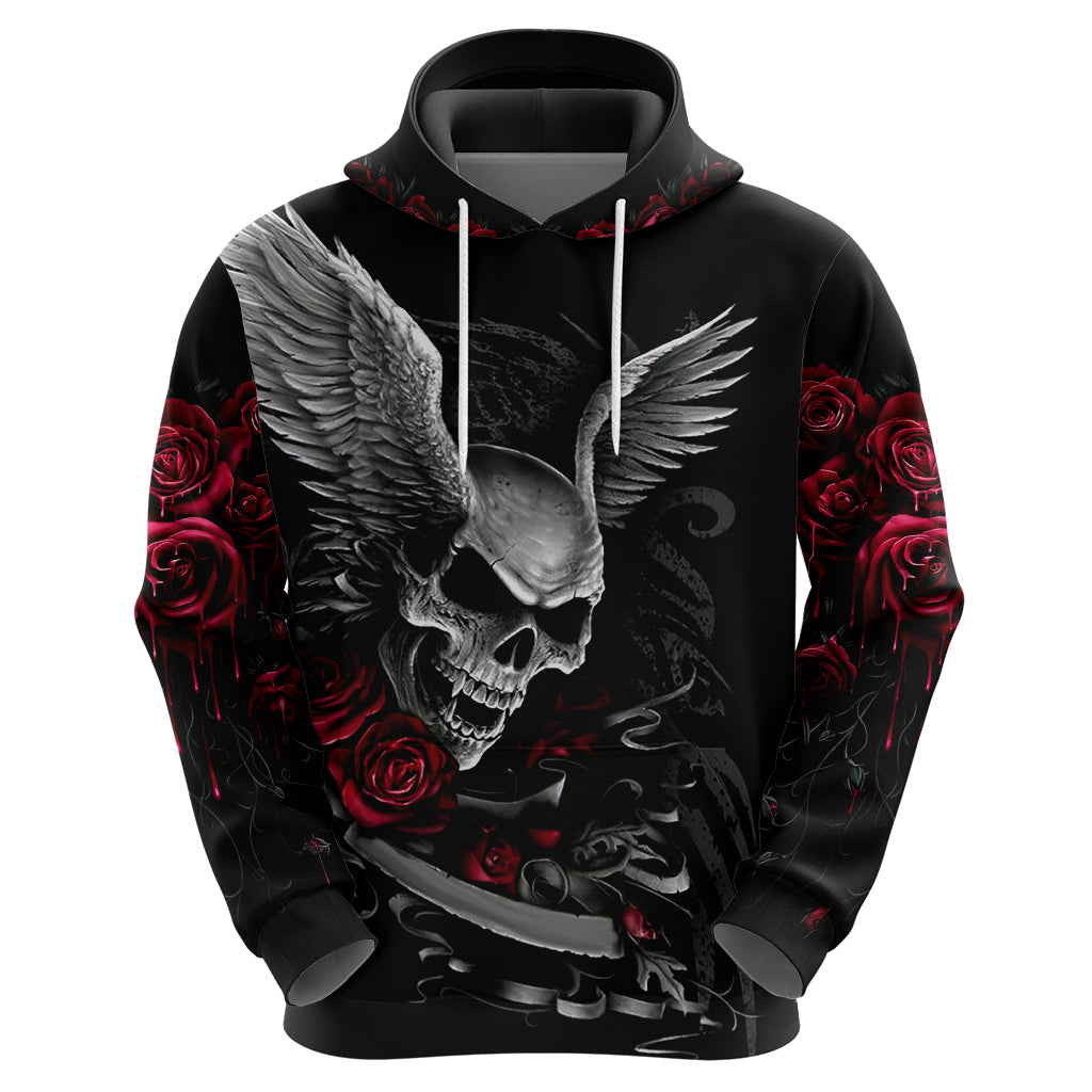 Wings Rose Skull Hoodie Romantic Rose Skull Wings DT01