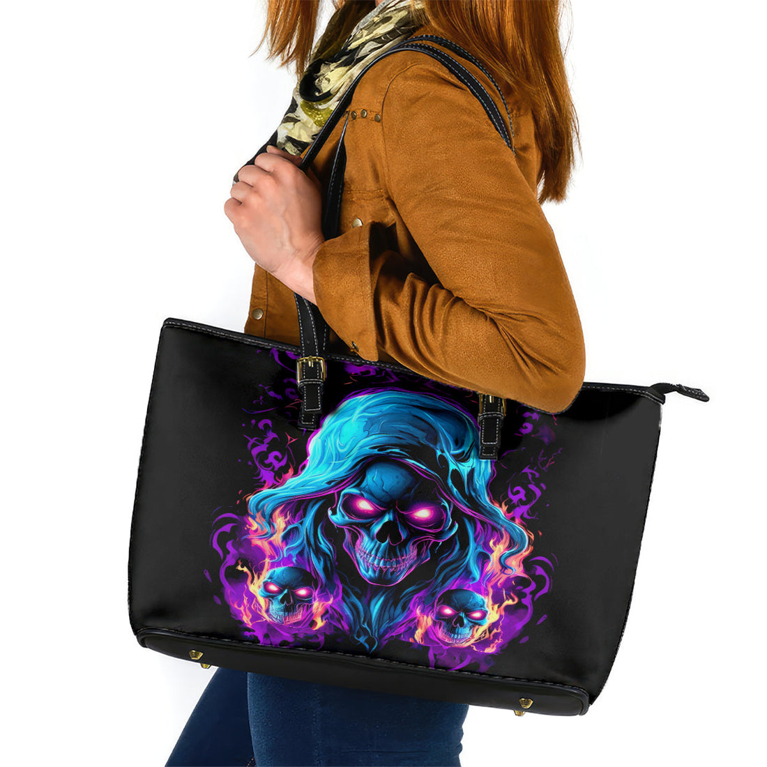 Flame Skull Leather Tote Bag Did I Piss You Off That Great At Least I'm Doing Something Right DT01