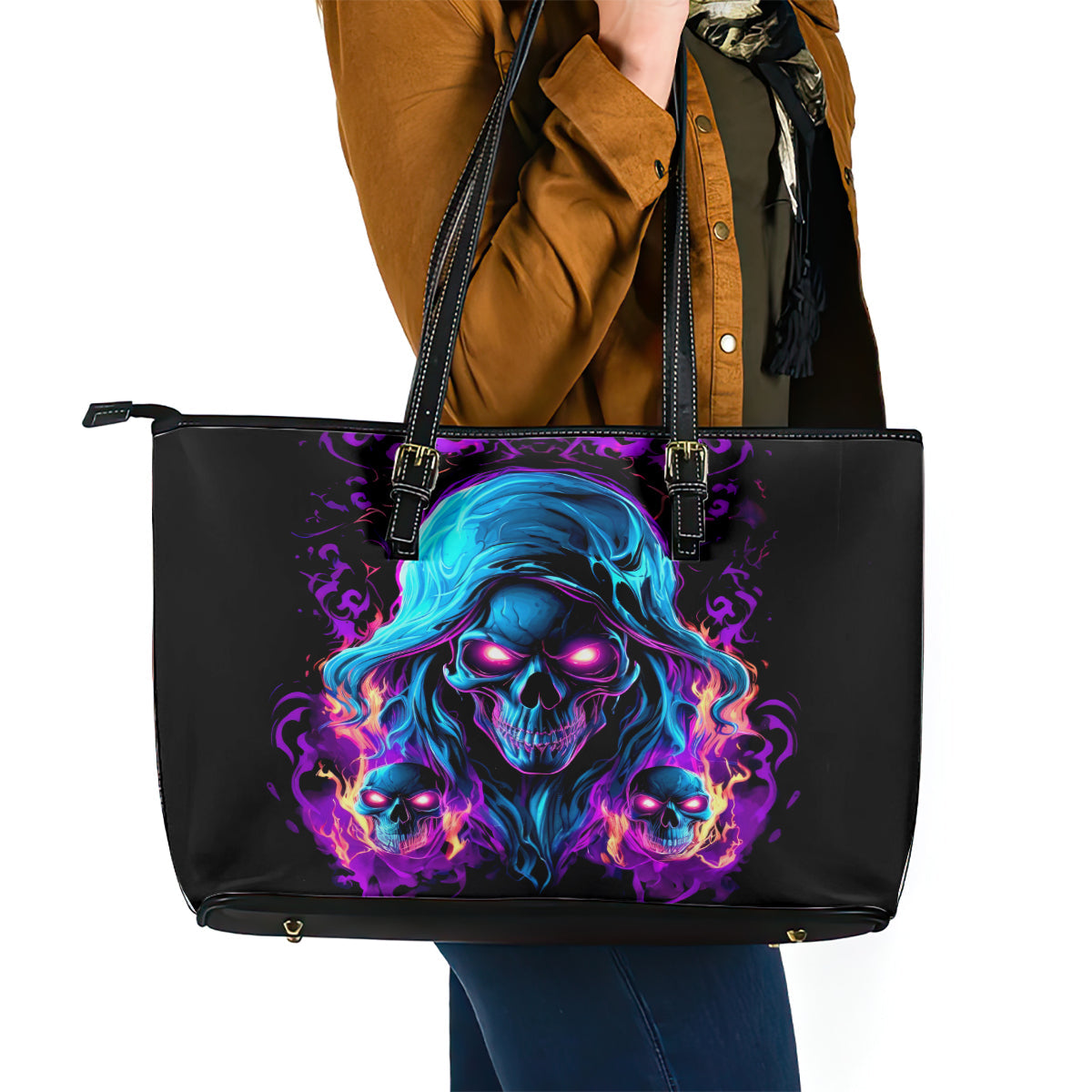 Flame Skull Leather Tote Bag Did I Piss You Off That Great At Least I'm Doing Something Right DT01