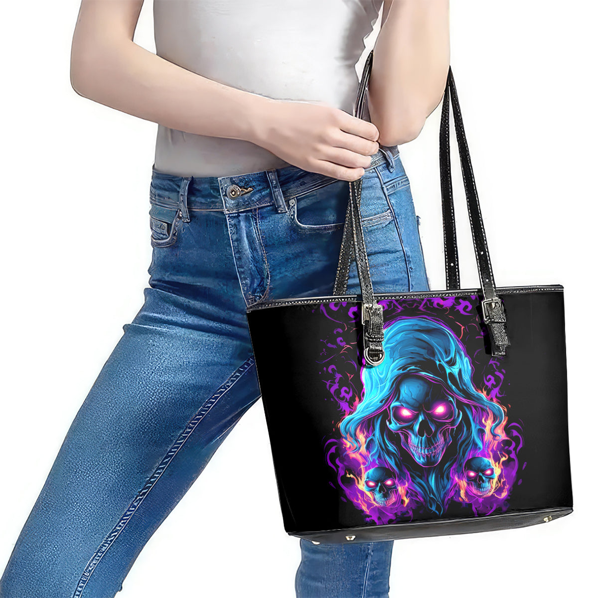 Flame Skull Leather Tote Bag Did I Piss You Off That Great At Least I'm Doing Something Right DT01