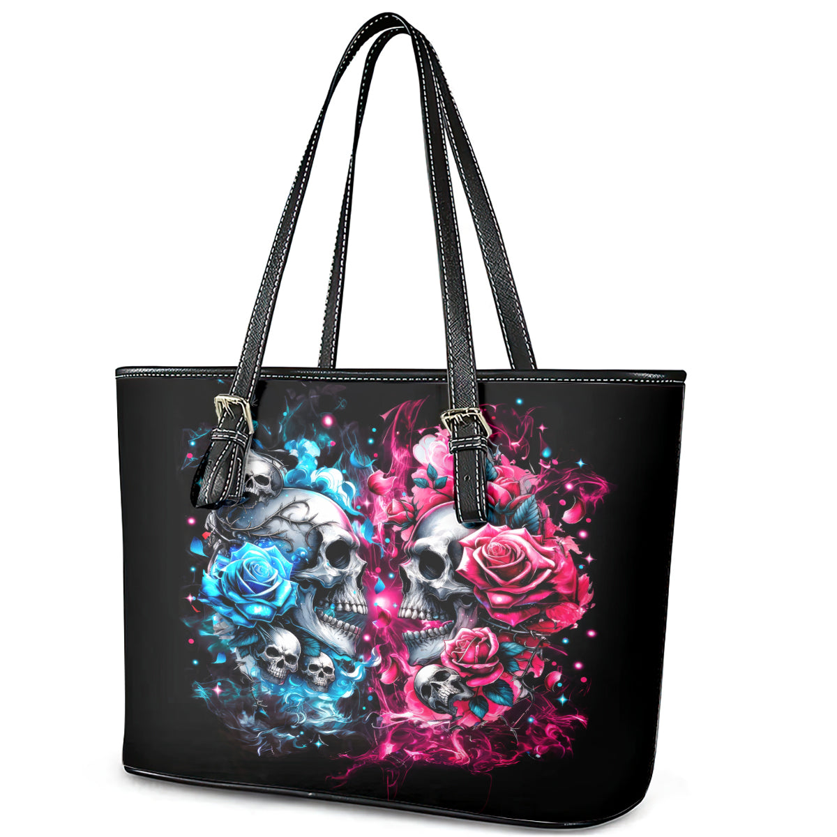 Couple Skull Leather Tote Bag Don't Try To Figure Me Out I'm Special DT01