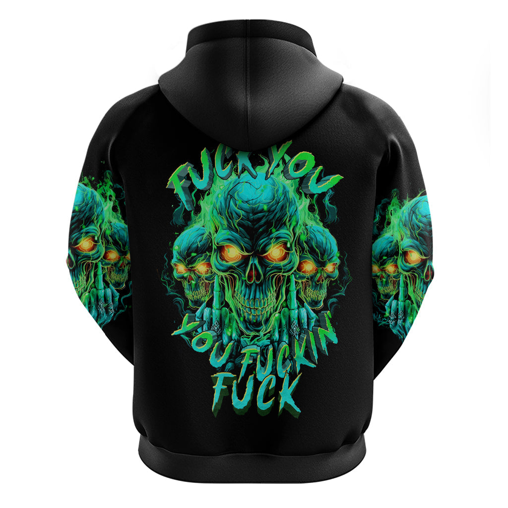 Flame Skull Hoodie Fuck You You Fuckin Fuck DT01