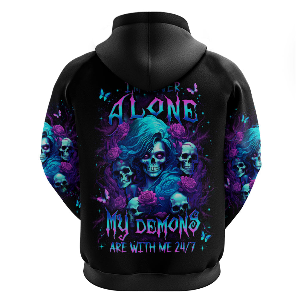Rose Skull Hoodie I'm Never Alone My Demon Are With Me 24/7 DT01