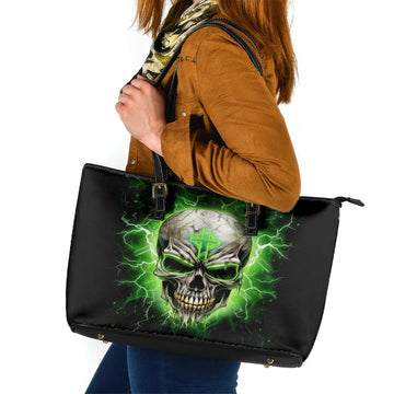 Thunder Skull Leather Tote Bag I'm Not Anti-Social I Must Not User Friendly DT01