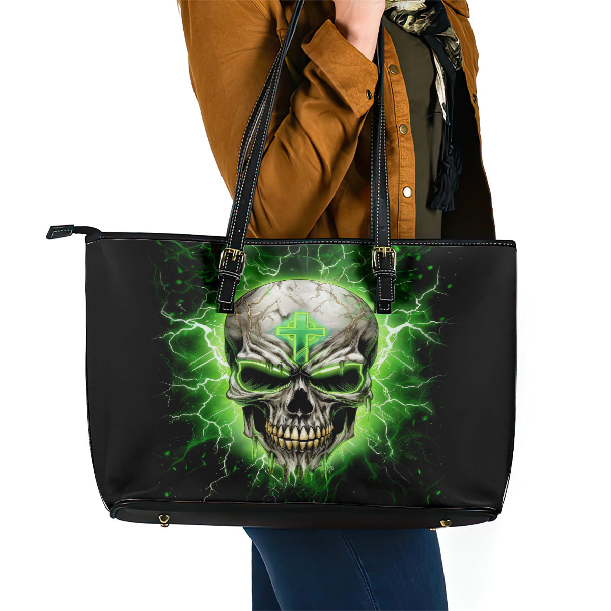 Thunder Skull Leather Tote Bag I'm Not Anti-Social I Must Not User Friendly DT01