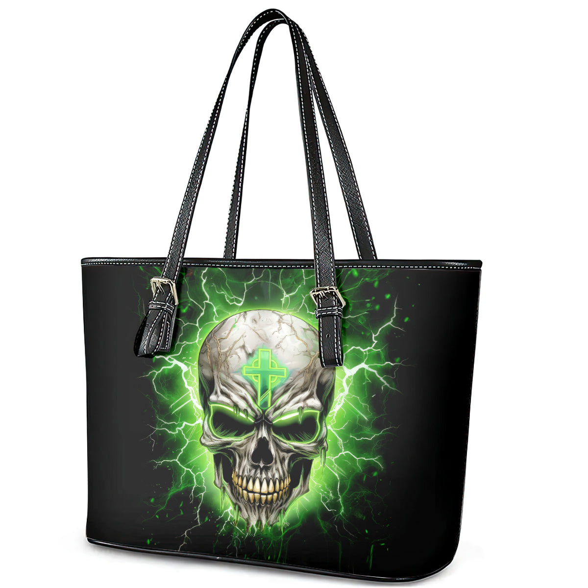 Thunder Skull Leather Tote Bag I'm Not Anti-Social I Must Not User Friendly DT01