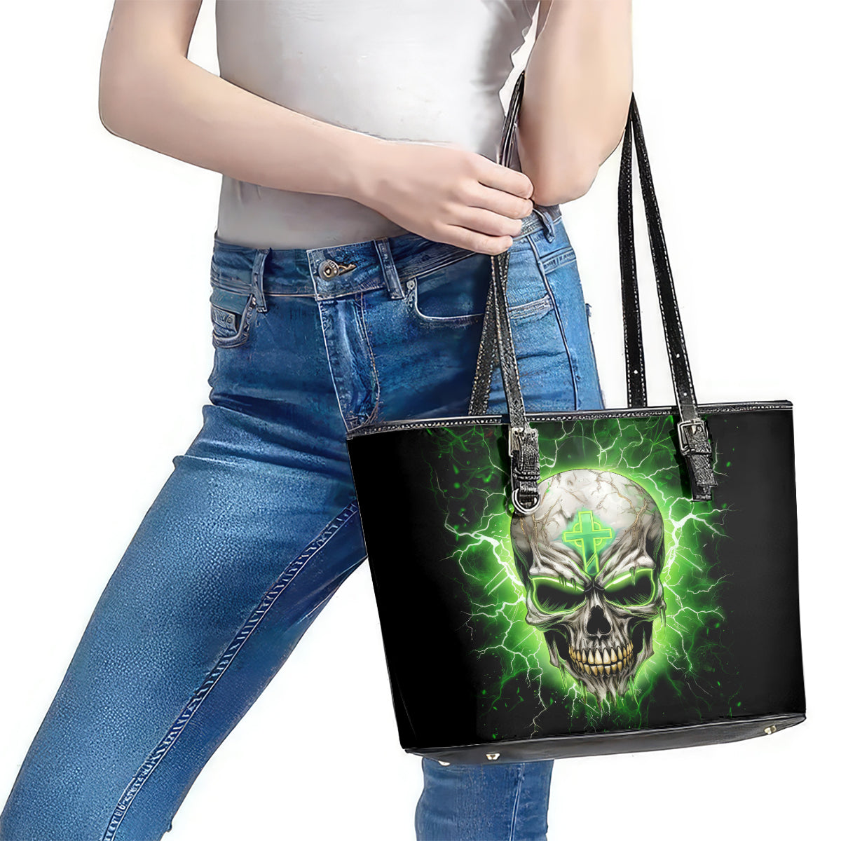 Thunder Skull Leather Tote Bag I'm Not Anti-Social I Must Not User Friendly DT01
