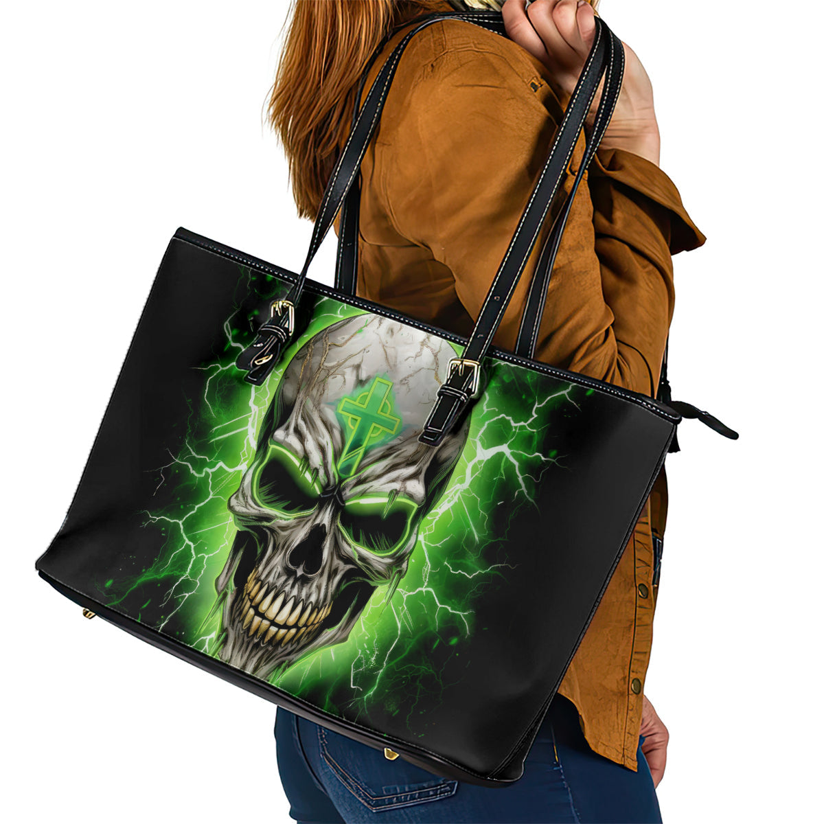 Thunder Skull Leather Tote Bag I'm Not Anti-Social I Must Not User Friendly DT01