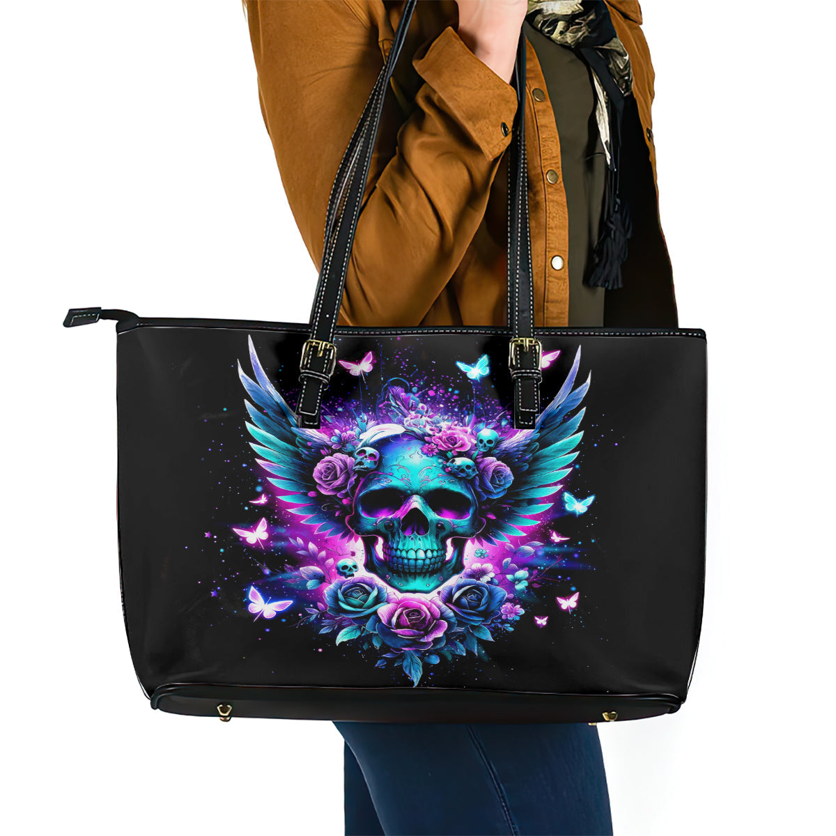 Skull Wings Leather Tote Bag So The Bitch In Me Came Out To Play DT01