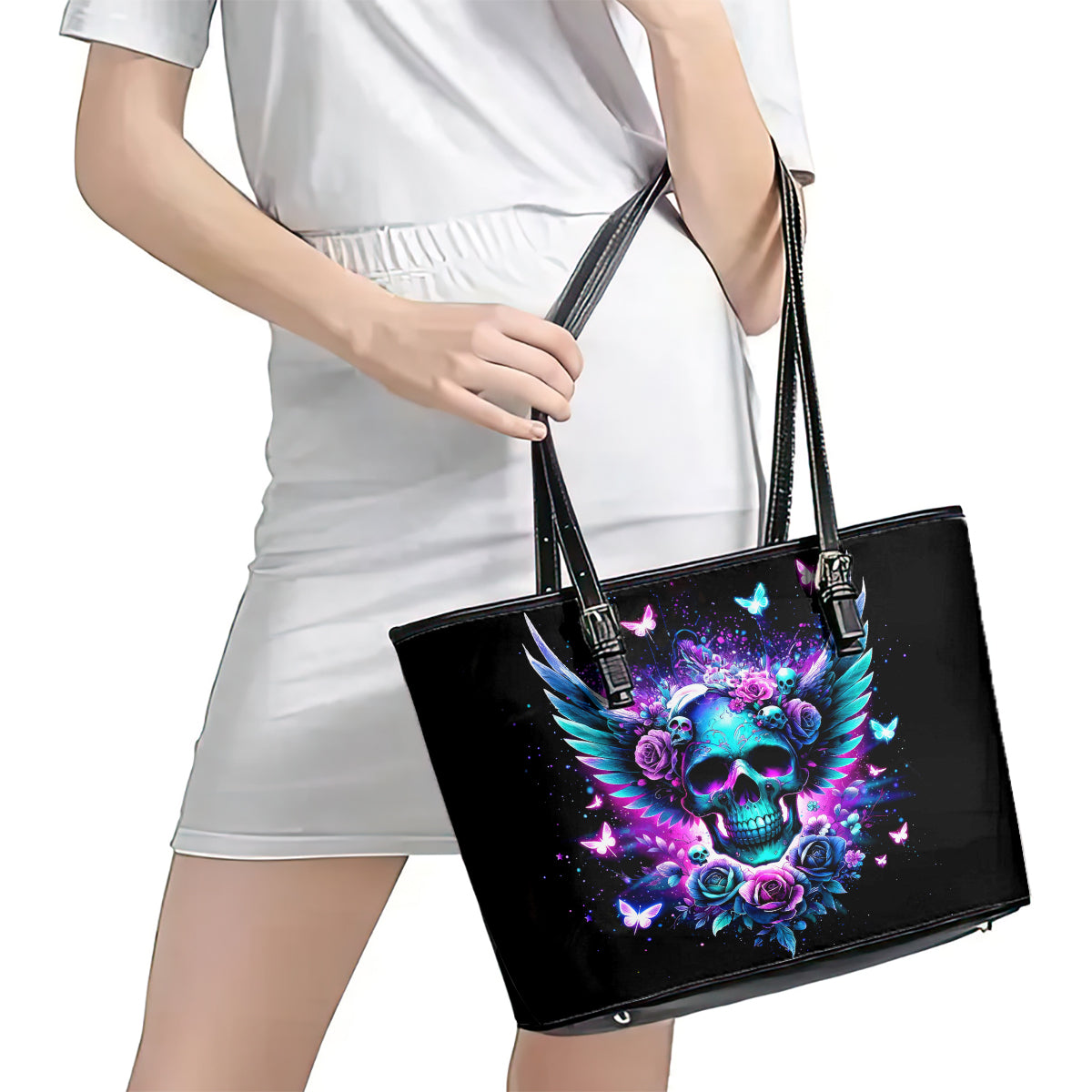 Skull Wings Leather Tote Bag So The Bitch In Me Came Out To Play DT01