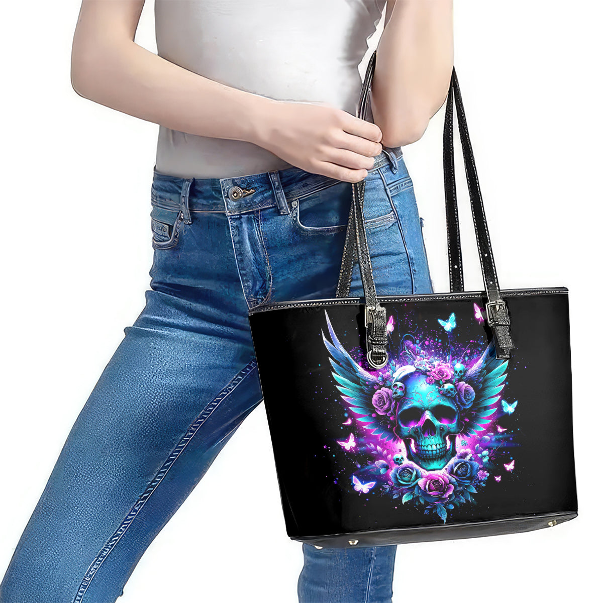 Skull Wings Leather Tote Bag So The Bitch In Me Came Out To Play DT01