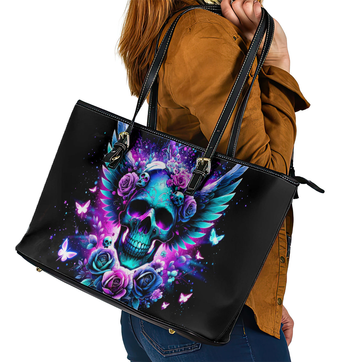 Skull Wings Leather Tote Bag So The Bitch In Me Came Out To Play DT01