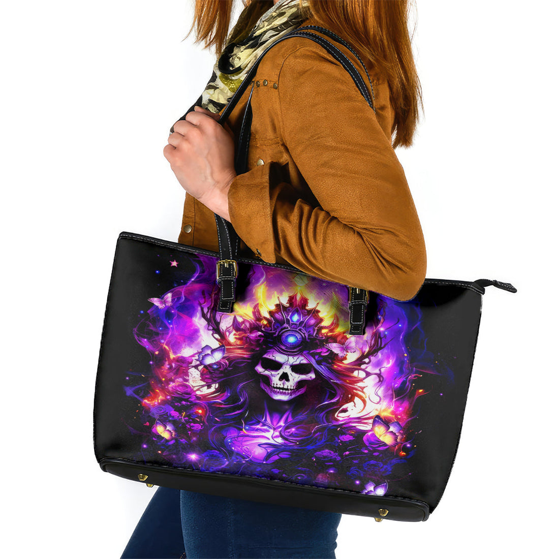 Queen Skull Leather Tote Bag Sometimes An Angel Somethimes Hellraiser Always A Strong Woman DT01