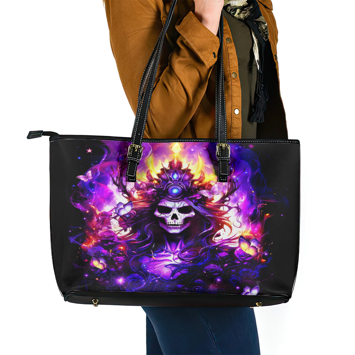 Queen Skull Leather Tote Bag Sometimes An Angel Somethimes Hellraiser Always A Strong Woman DT01