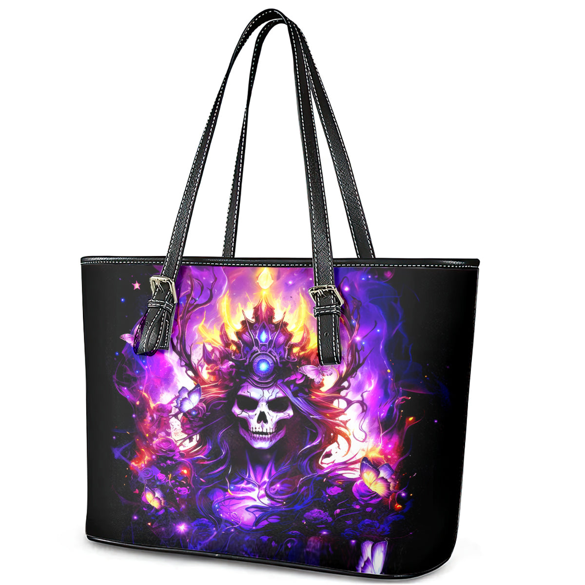 Queen Skull Leather Tote Bag Sometimes An Angel Somethimes Hellraiser Always A Strong Woman DT01