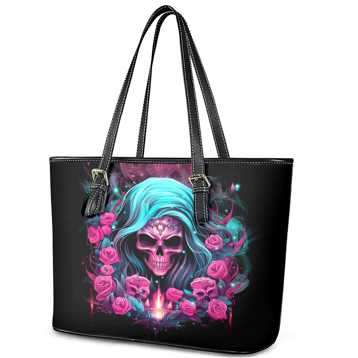Lady Skull Leather Tote Bag The Good Girl In Me Got Tired Of The Bullshit DT01