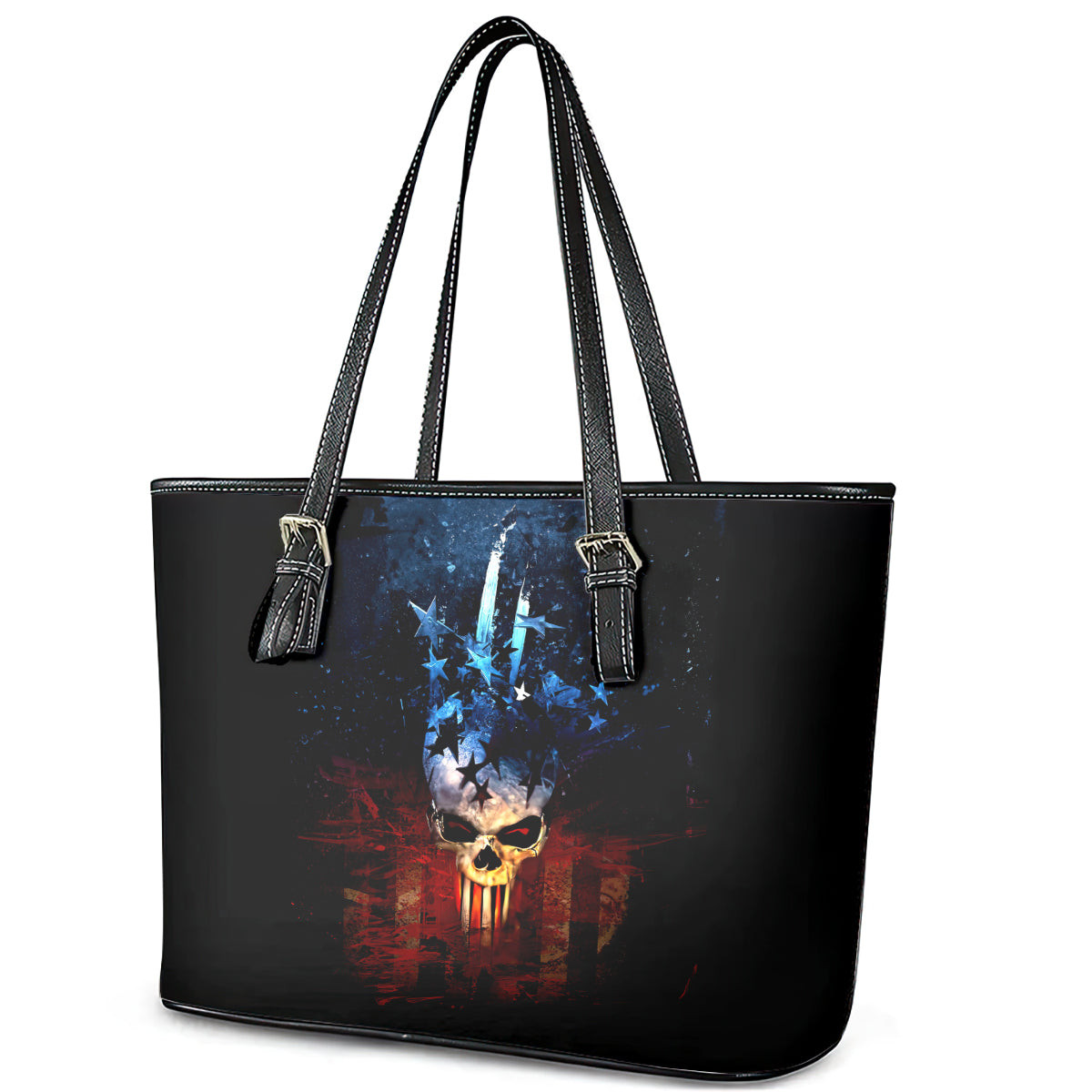 Vintage Skull Leather Tote Bag American Skull Vintage DT01