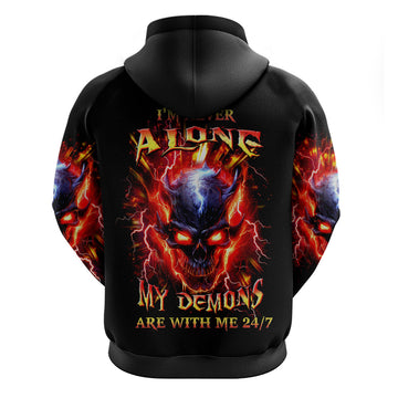 Flame Skull Hoodie I'm Never Alone My Demons Are With Me 24/7 DT01