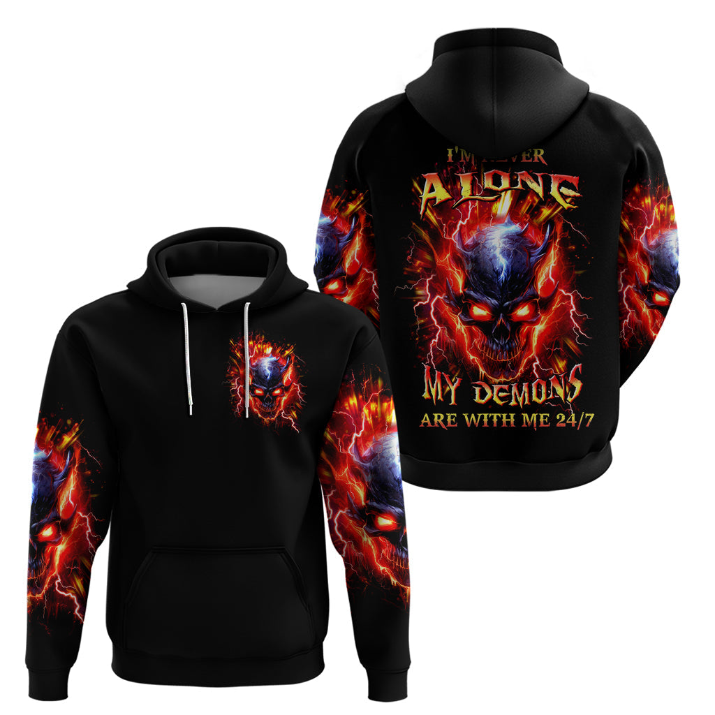 Flame Skull Hoodie I'm Never Alone My Demons Are With Me 24/7 DT01