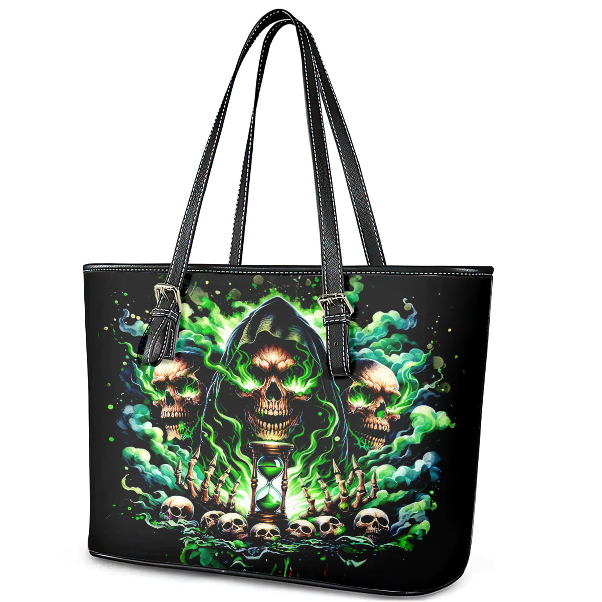 Witch Skull Leather Tote Bag Of Course I'm Going To Hell I'm Just Here To Pick You Up DT01