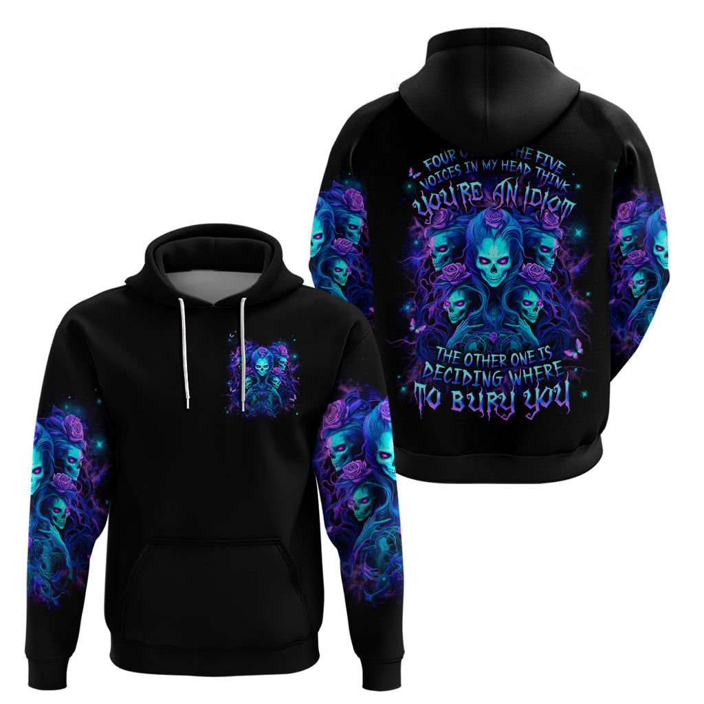 Rose Skull Hoodie Four Out Of The Five Voices In My Head Think You An Idiot DT01