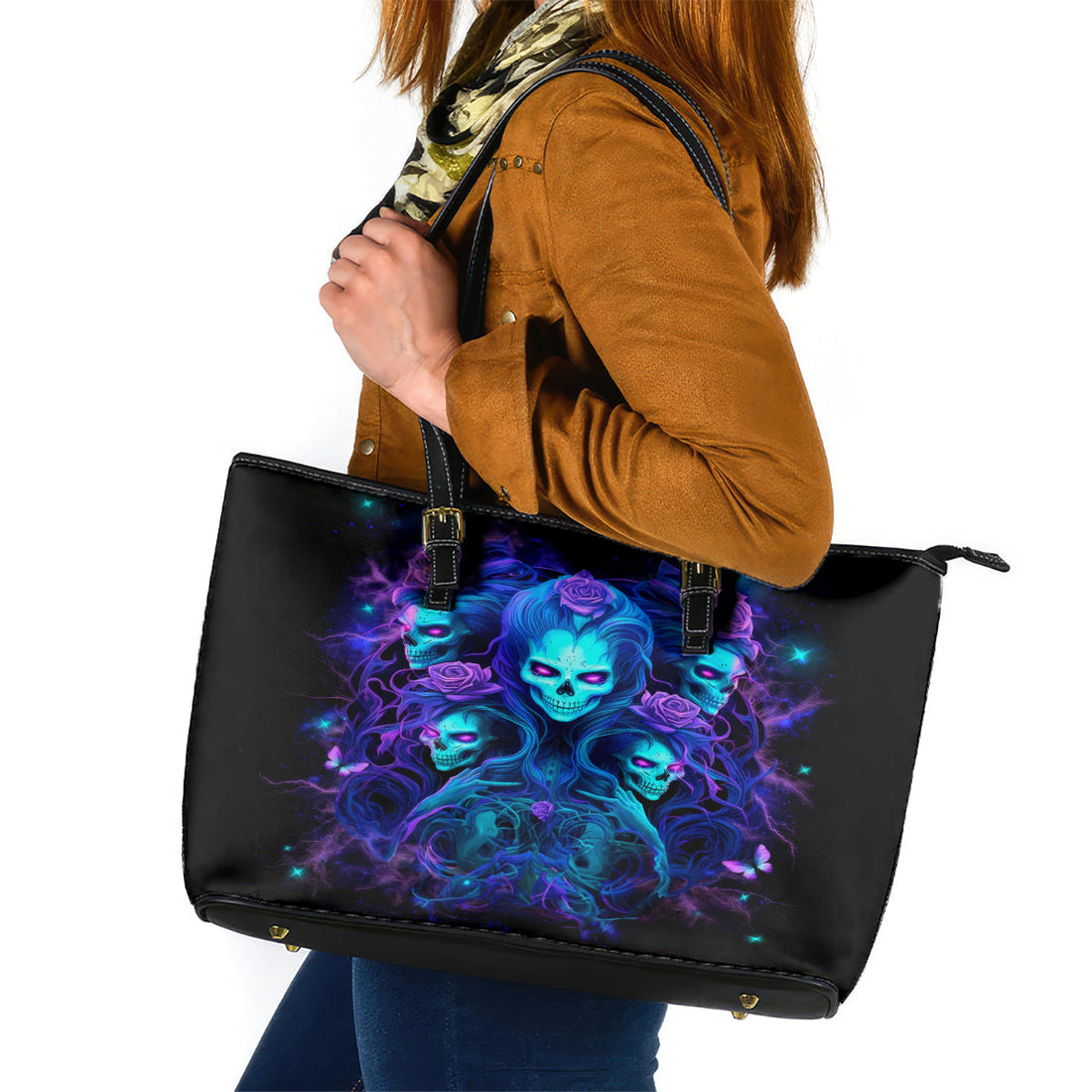 Rose Skull Leather Tote Bag Four Out Of The Five Voices In My Head Think You An Idiot DT01