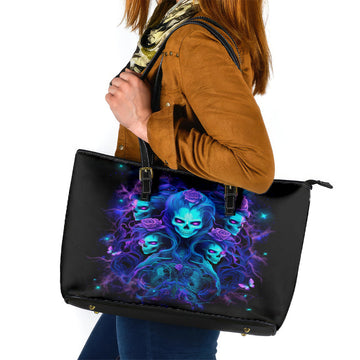Rose Skull Leather Tote Bag Four Out Of The Five Voices In My Head Think You An Idiot DT01