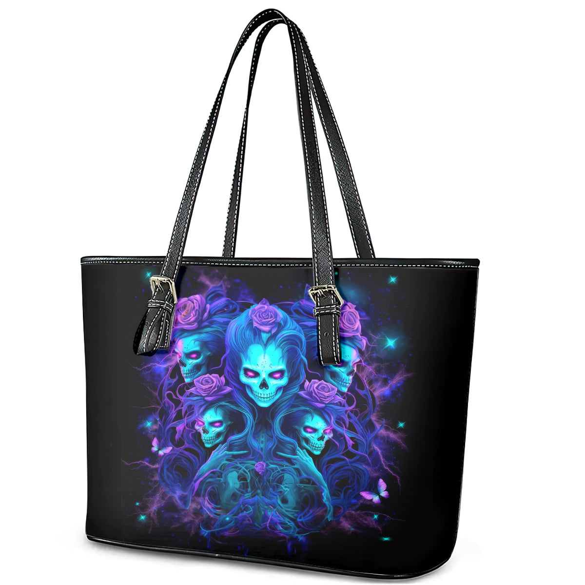 Rose Skull Leather Tote Bag Four Out Of The Five Voices In My Head Think You An Idiot DT01