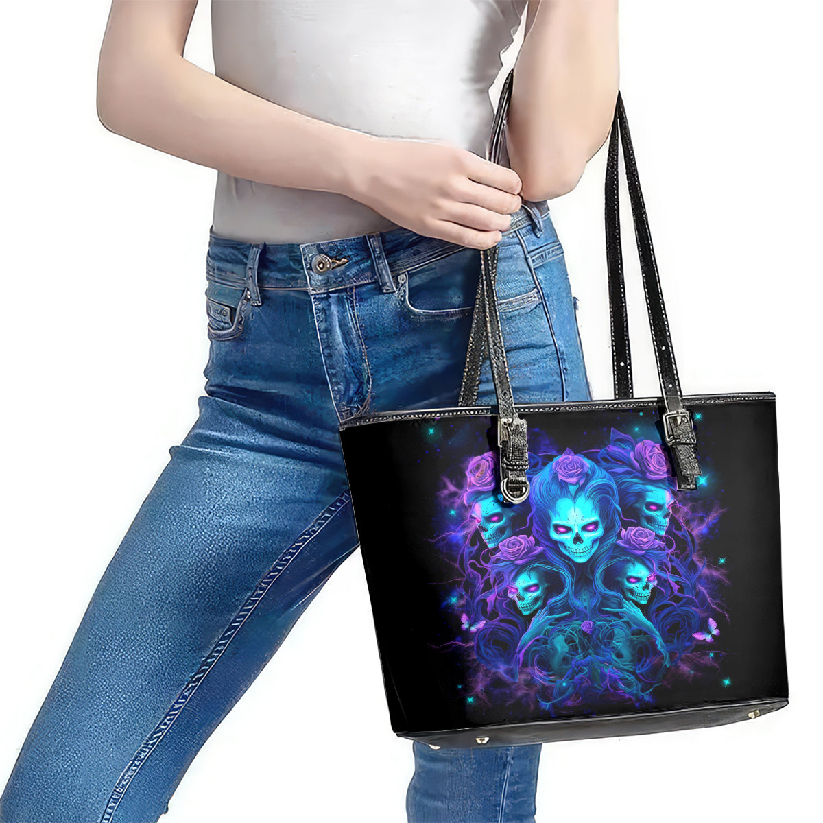 Rose Skull Leather Tote Bag Four Out Of The Five Voices In My Head Think You An Idiot DT01