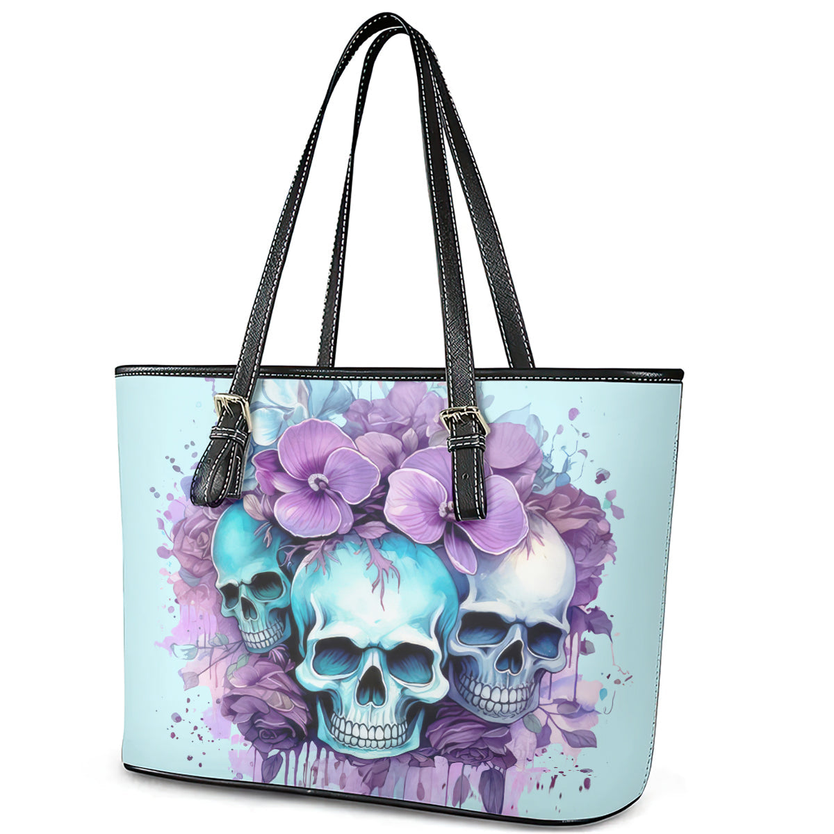 Flower Skull Angel Leather Tote Bag The Good Girl In Me Got Tired Of The Bullshit DT01