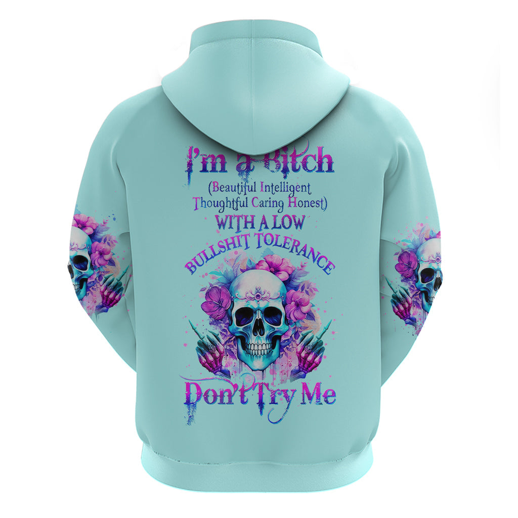 Flower Skull Angel Hoodie I'm A Bitch With A Flow Bullshit Tolerance DT01