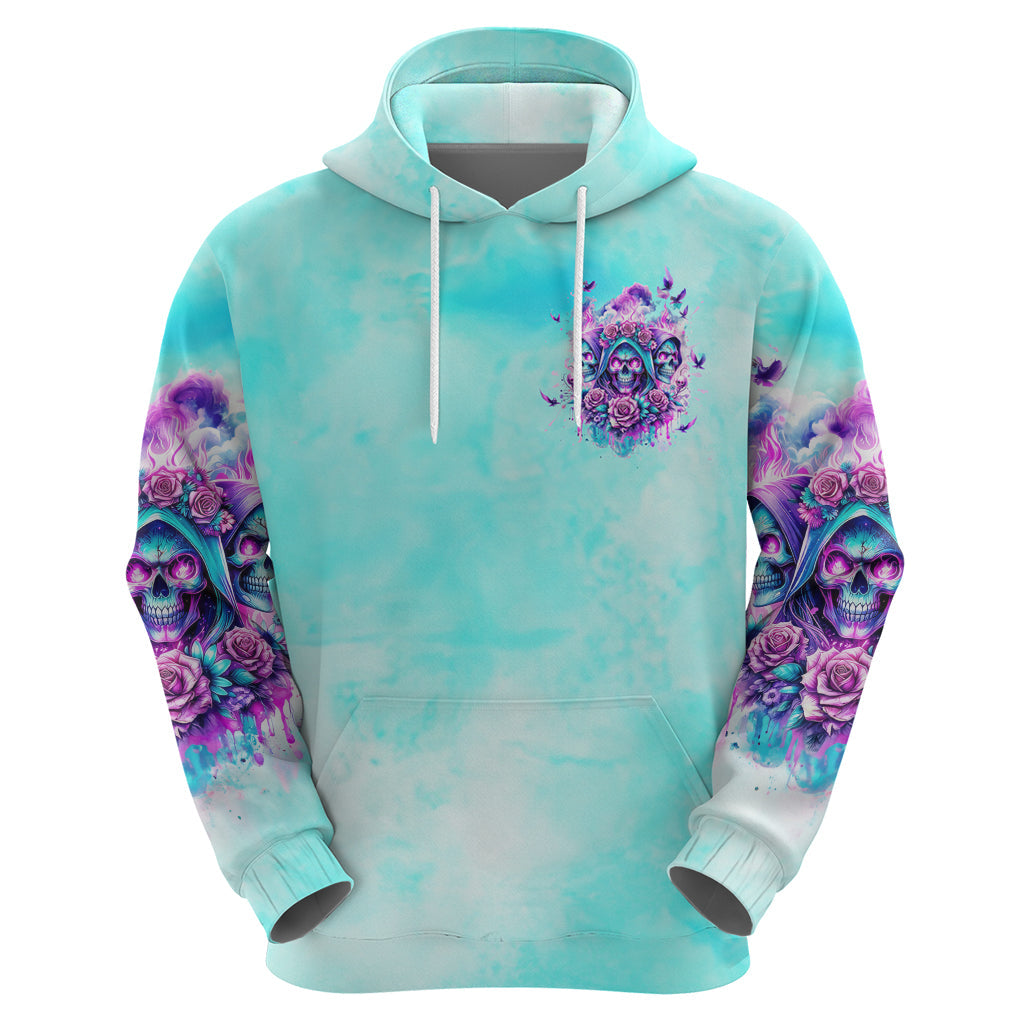 Flower Skull Angel Hoodie Stuck Between IDK IDC and IDGAF DT01