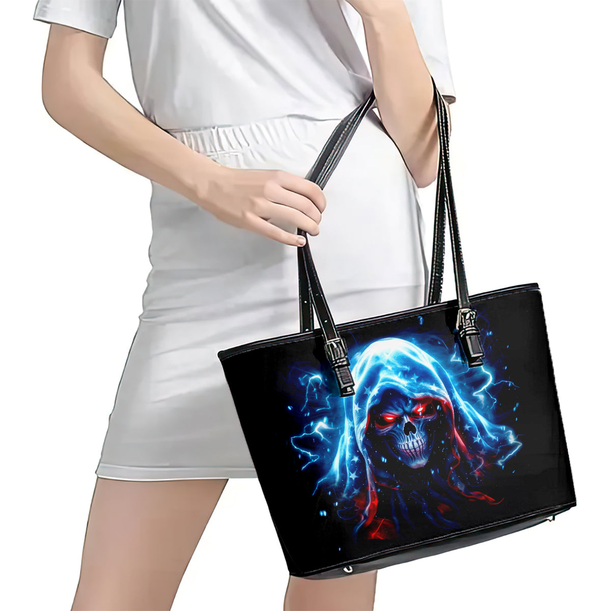 Thunder Skull Leather Tote Bag I'm Not Anti Social I'm Just Not User Friendly DT01