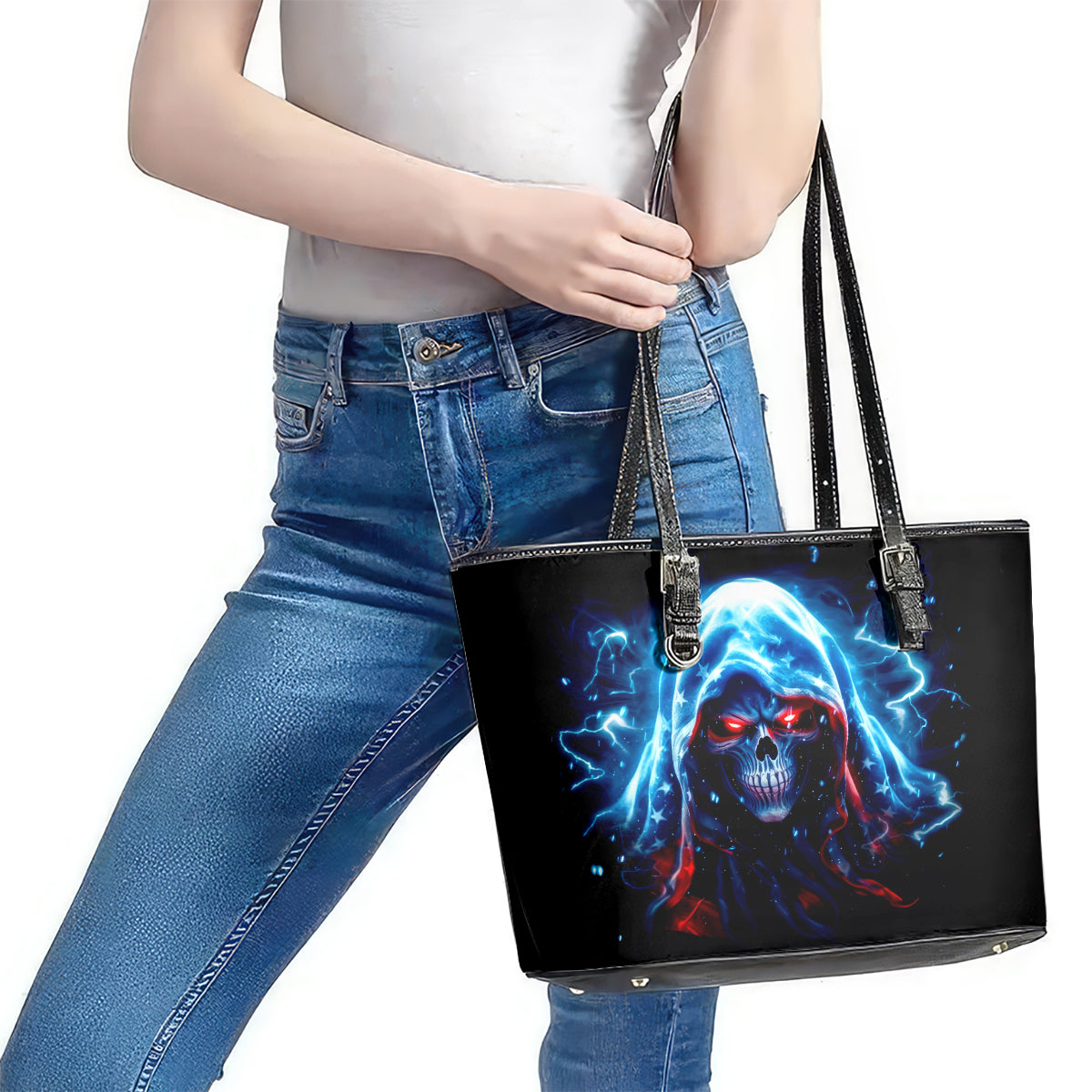 Thunder Skull Leather Tote Bag I'm Not Anti Social I'm Just Not User Friendly DT01