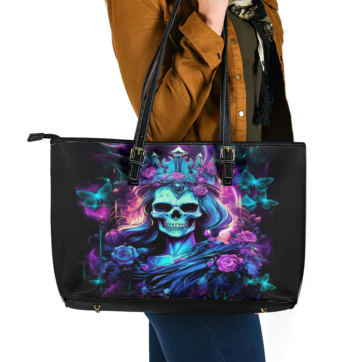 Queen Skull Leather Tote Bag Bitch I'm The Fucking Queen DT01