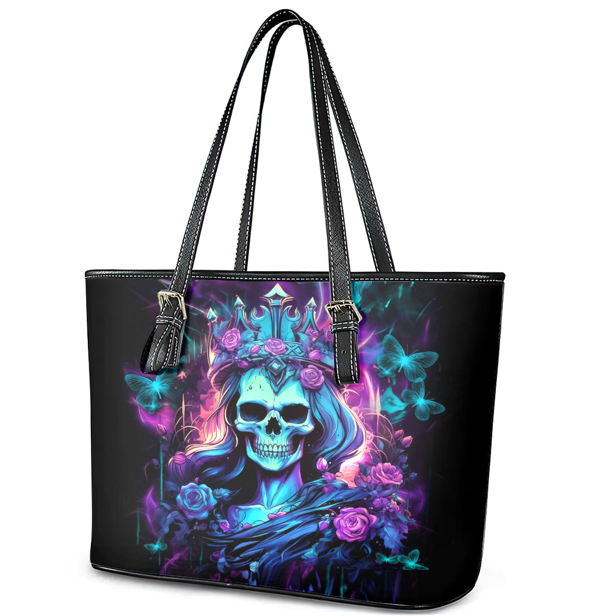 Queen Skull Leather Tote Bag Bitch I'm The Fucking Queen DT01