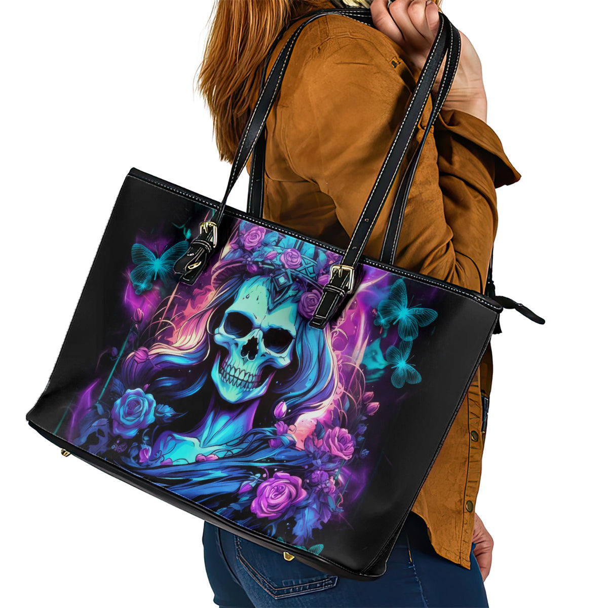 Queen Skull Leather Tote Bag Bitch I'm The Fucking Queen DT01