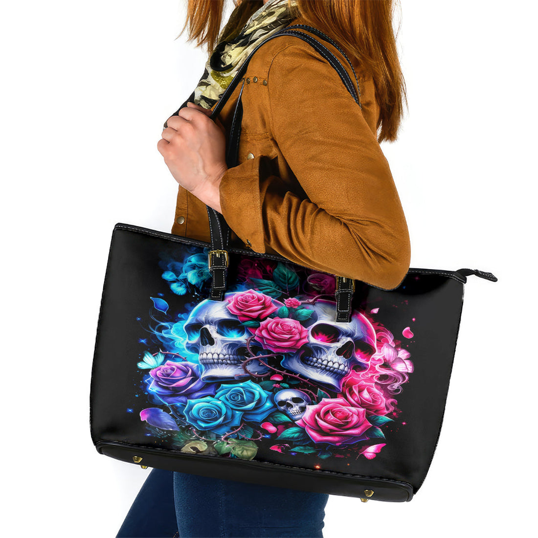 Couple Skull Leather Tote Bag I Could Be Your Best Friend Or Your Worst Fucking Enemy DT01