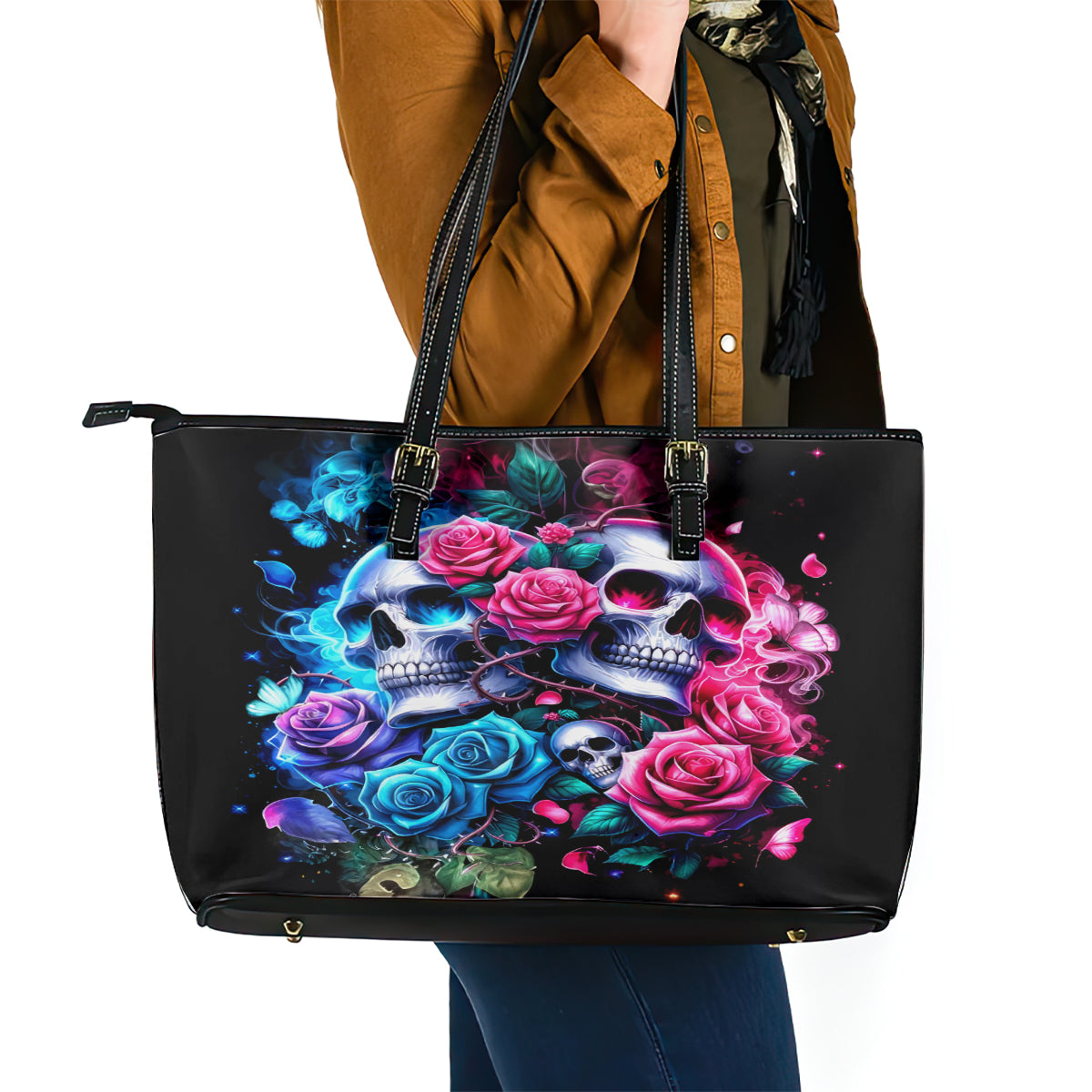 Couple Skull Leather Tote Bag I Could Be Your Best Friend Or Your Worst Fucking Enemy DT01