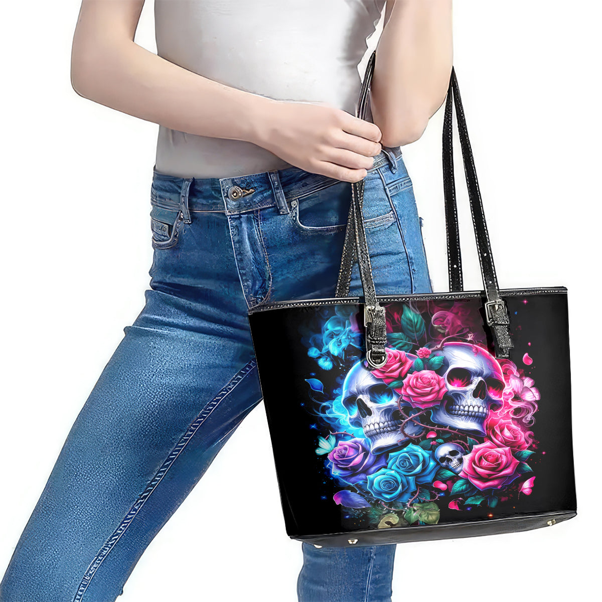 Couple Skull Leather Tote Bag I Could Be Your Best Friend Or Your Worst Fucking Enemy DT01