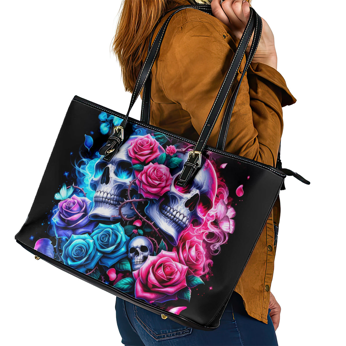 Couple Skull Leather Tote Bag I Could Be Your Best Friend Or Your Worst Fucking Enemy DT01