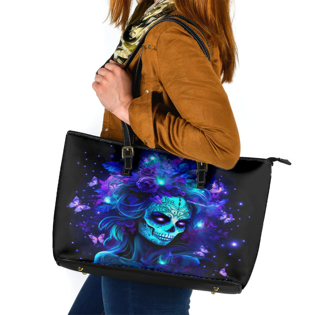 Skull Girl Leather Tote Bag Yes I'm A Bitch But Not Yours DT01