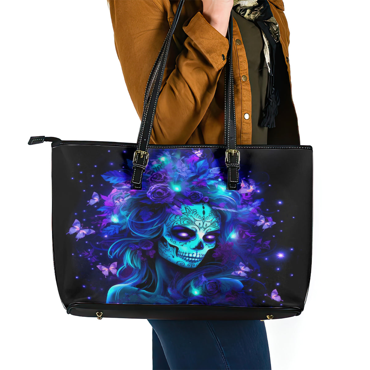 Skull Girl Leather Tote Bag Yes I'm A Bitch But Not Yours DT01