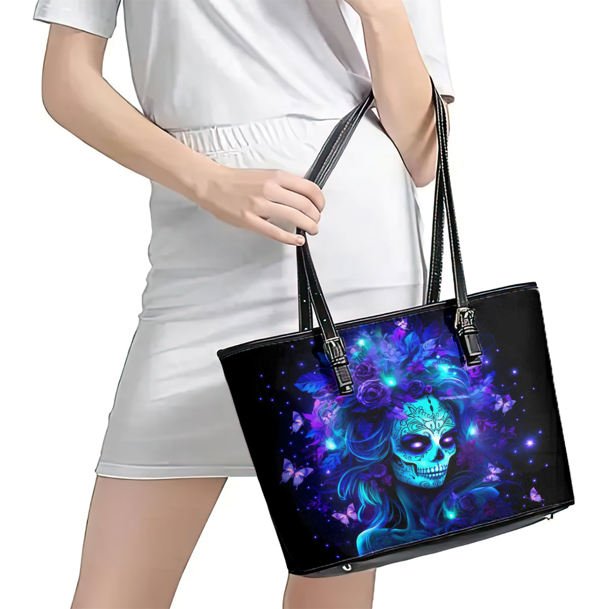 Skull Girl Leather Tote Bag Yes I'm A Bitch But Not Yours DT01